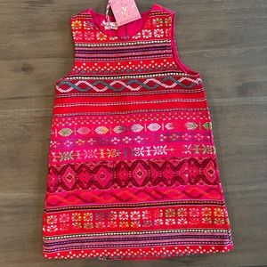 New Room Seven Aztec Embroidered Girls Sleeveless Dress
